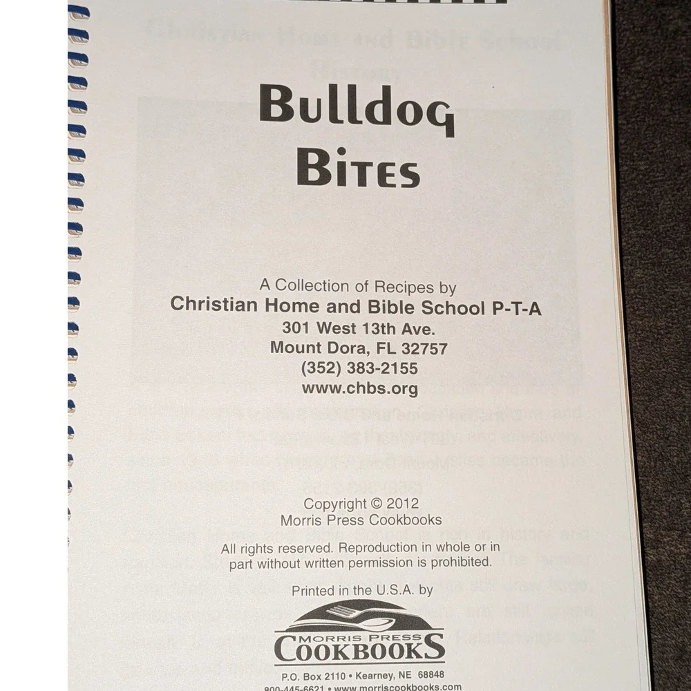 Vintage Bulldog Bites Christian Home & Bible School PTA Cookbook Mt Dora FL